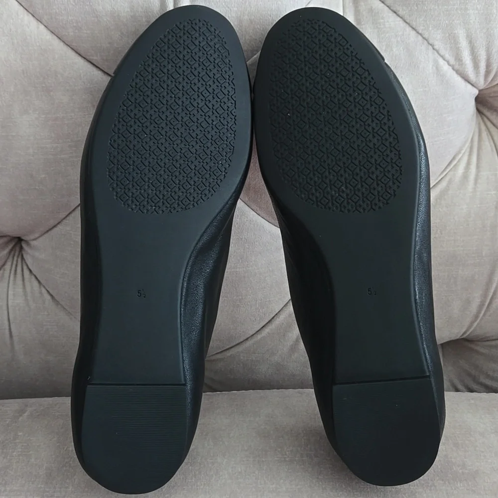 Tory Burch Everly Ballet Flats, Black Nappa Leather/Patent Leather, Size 5.5 - Picture 8 of 11